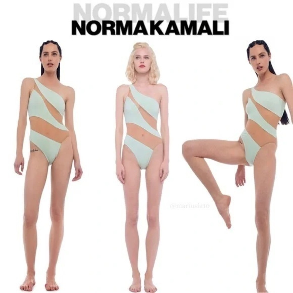 Norma Kamali Snake Mesh One-Piece Swimsuit in /Nude sz S 245$